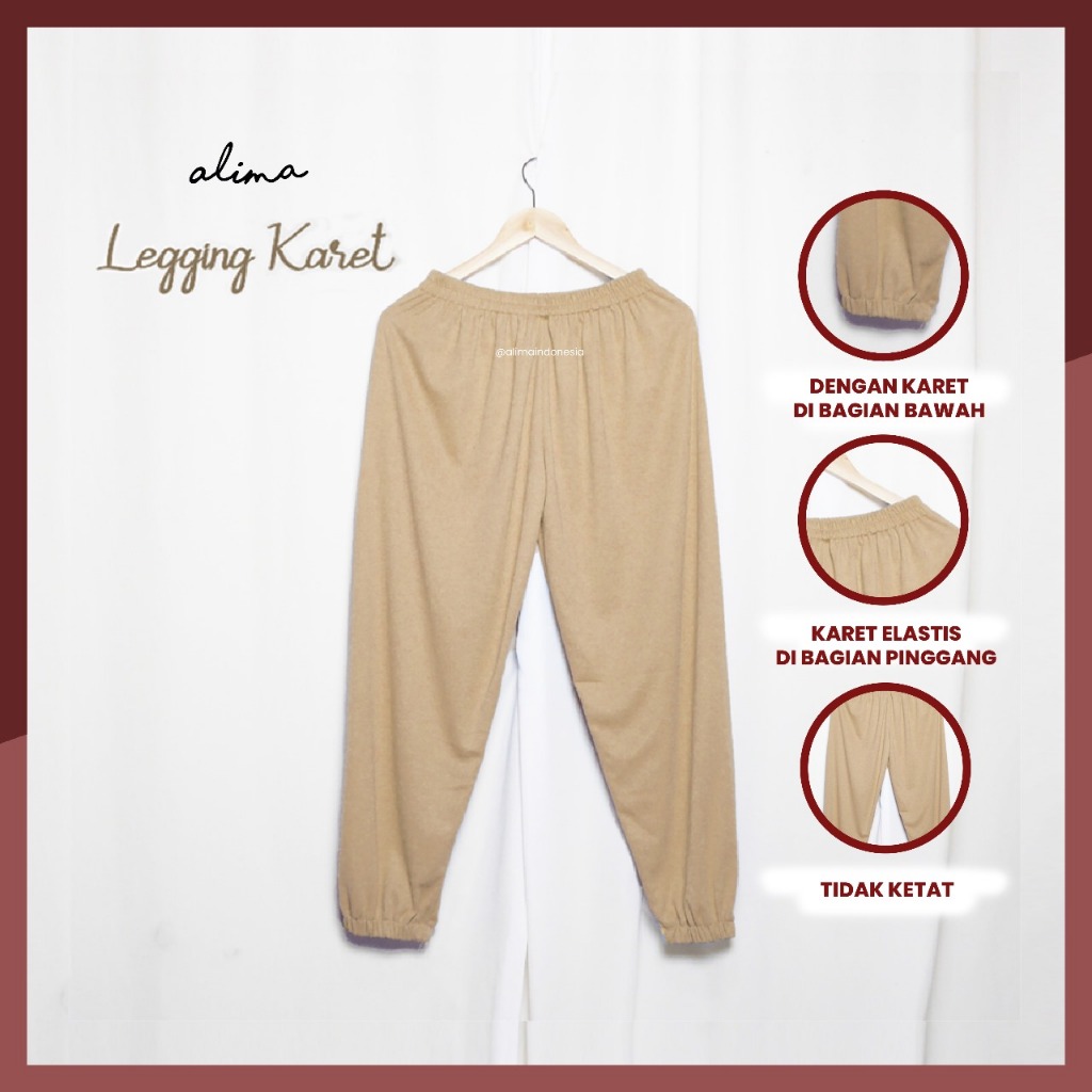 Legging Kaos Celamis Kerut dan Bisban Wanita Dewasa Muslimah By Alima