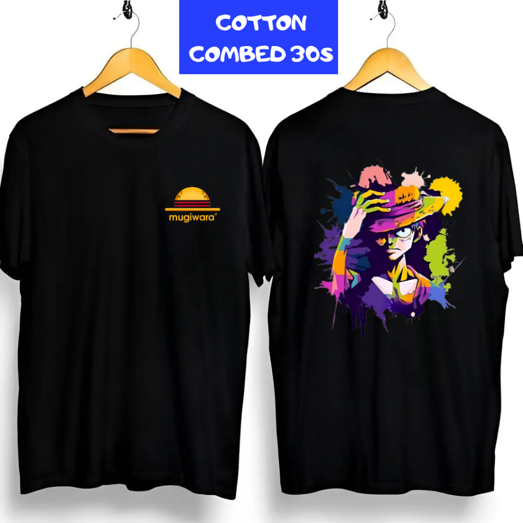 Kaos Anime One Piece Monkey D Luffy Pria Wanita Oversize Big Size Cotton Combed 30s S-7XL