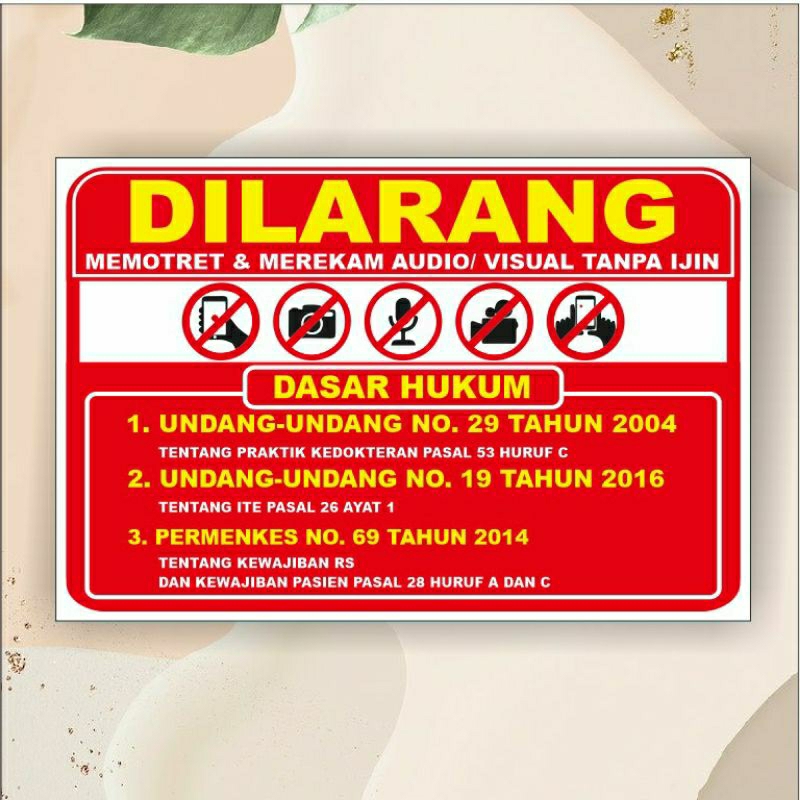 

stiker dilarang mengambil video atau foto. waterproof