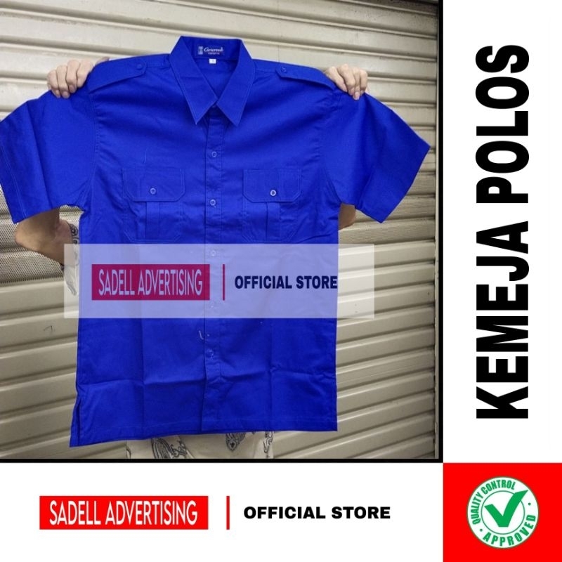 Kemeja Biru Polos Seragam Polos Biru PDH PDL Lengan Pendek Pria