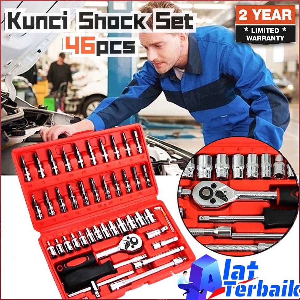 KODE J49C Set Kunci Sok Kunci Shock 46 pcs Full Set 14 Pas Ring L Motor Kuncikunci l Set Tekiro lengkapkunci ring pas 1 set lengkap