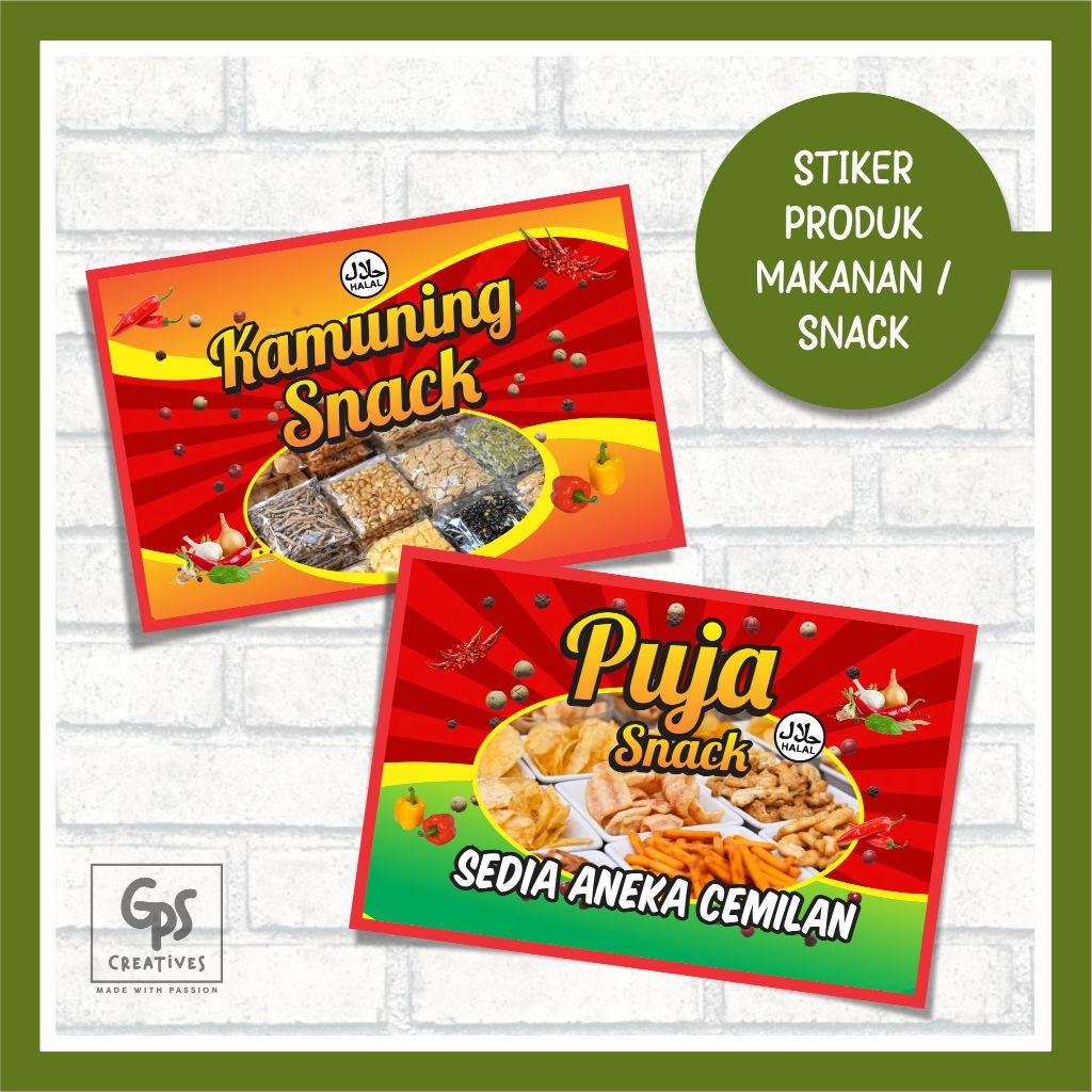 

Stiker Custom Produk Makanan Snack