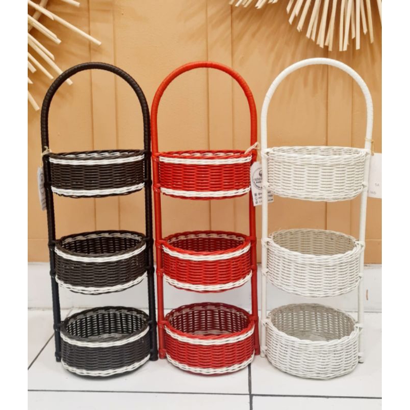 Keranjang bumbu/Tempat rak bumbu bawang telur rotan sintetis SUSUN 3