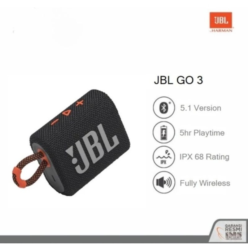 JBL GO 3 by Harman Kardon - Black Orange