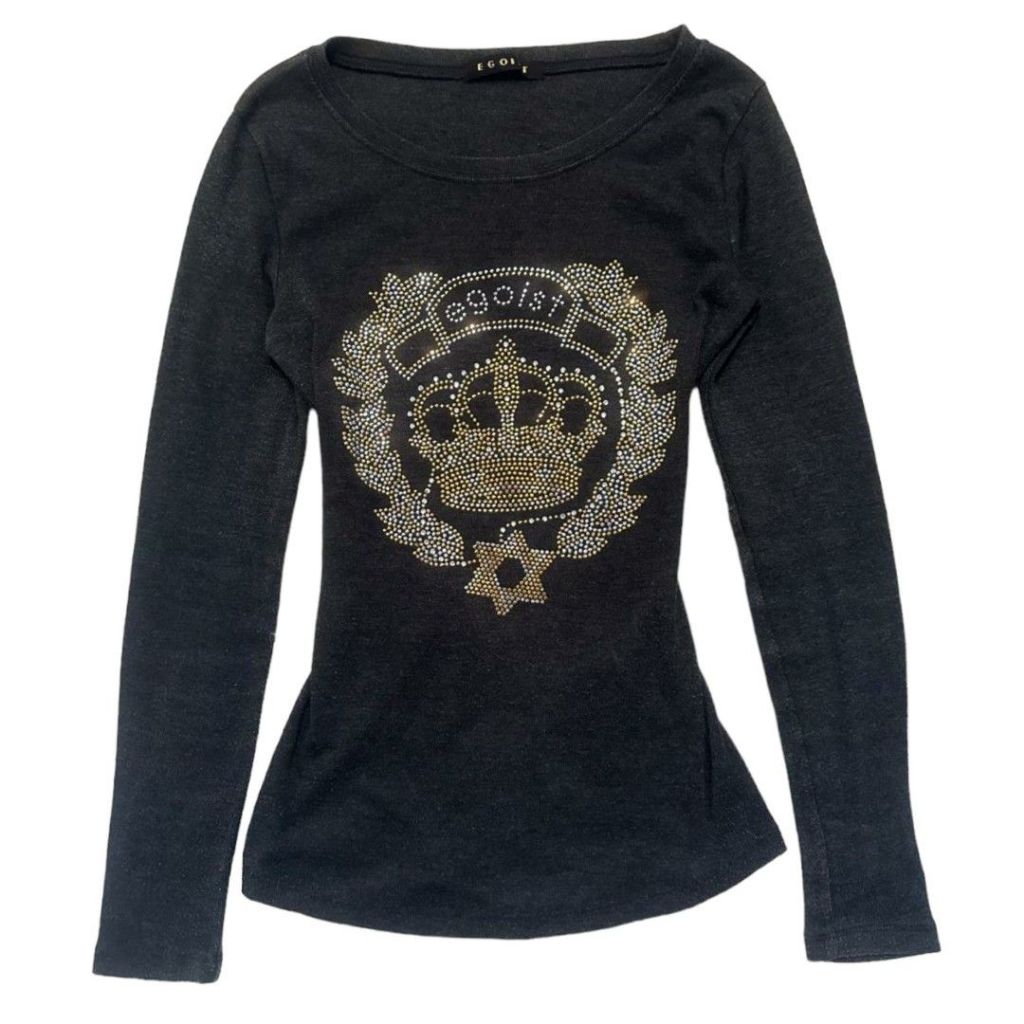 Egoist Graphic Crown Beads Longsleeve Top | rib lidi dark grunge gothic punk band rock emo retro gam