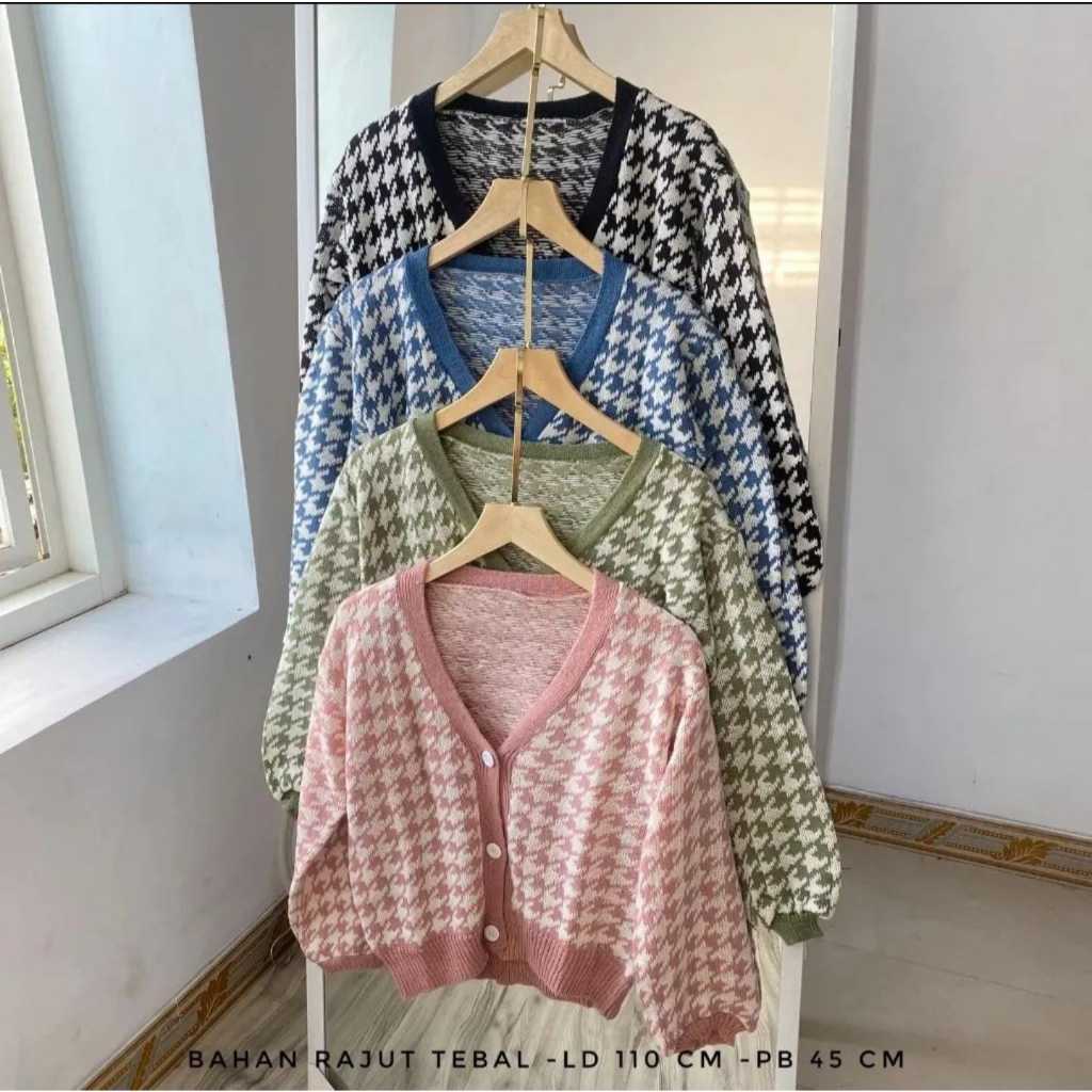 Cardigan Rajut Knit Lengan Balon | Atasan Rajut Wanita Premium | Cardigan Rajut Wanita Crop Oversize
