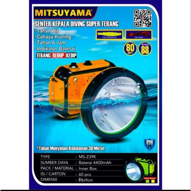 Senter Kepala Selam  80 Watt Mitsuyama MS 239