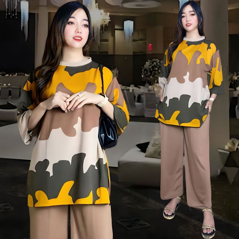 SETELAN WANITA JUMBO LD 120 DAN LD 140 ATASAN WANITA DAN CELANA KULOT WANITA