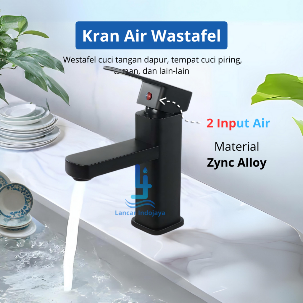 Keran Kran Air Wastafel Kamar Mandi Dapur Cuci Piring 2 input Panas Dingin Model Kotak