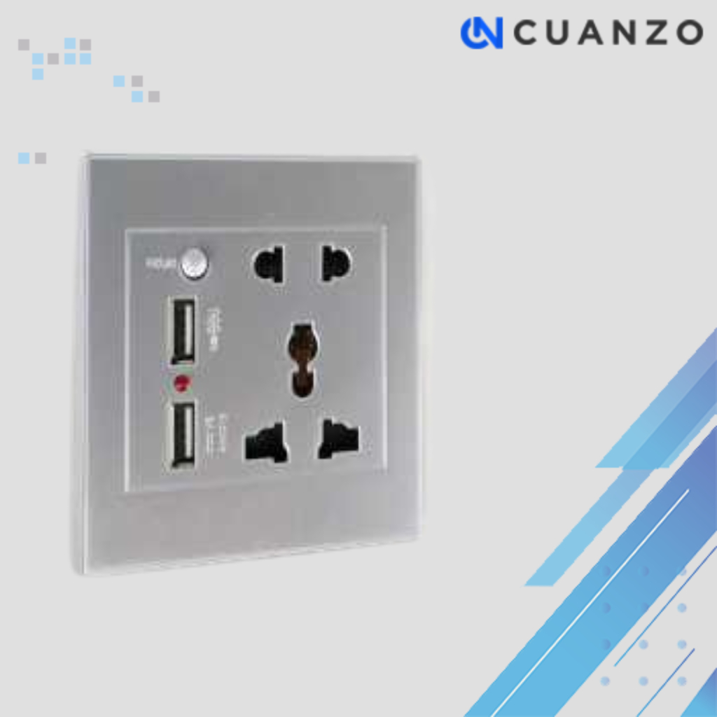 Stop Kontak Universal UK EU US 2 Port USB On Off Switch / Stop Kontak Dinding Tembok Dobel Saklar Co