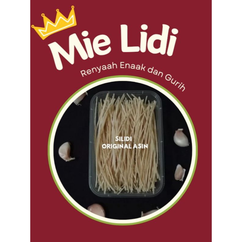 

Mie Lidi Rasa Asin Original kemasan box 500ml isi 100gr