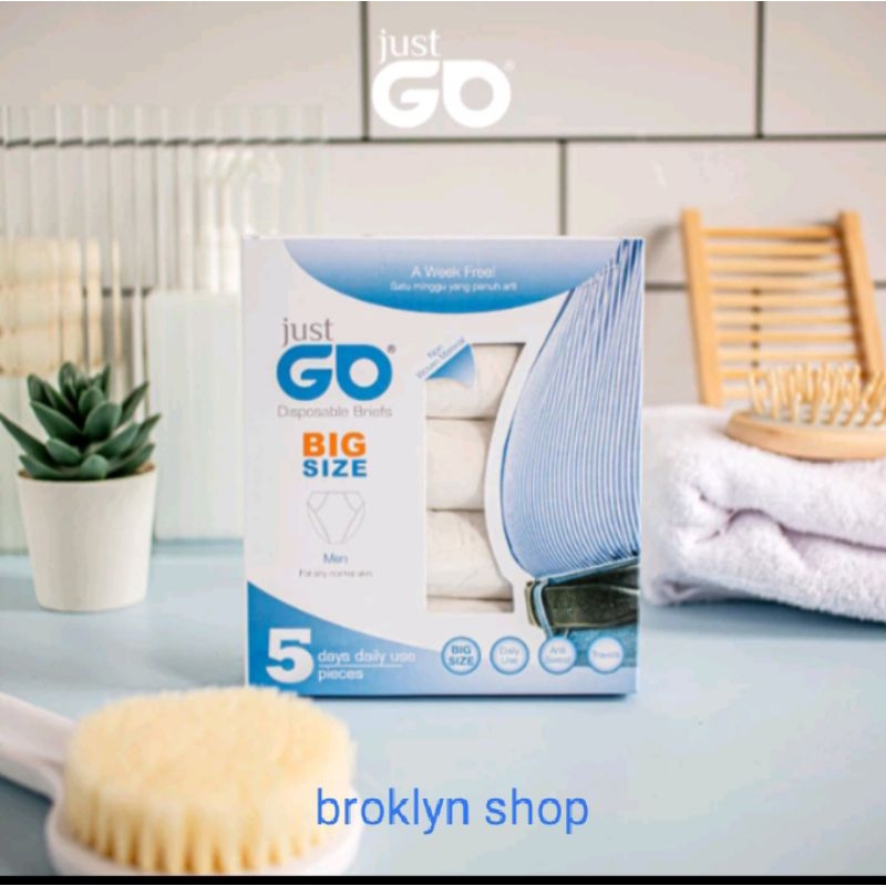 Just GO Big Size celana dalam pria sekali pakai XXL dan XXXL isi 5 pis