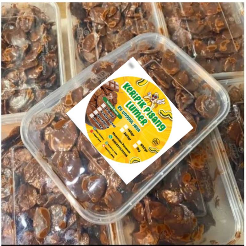 

Keripik pisang lumer, varian rasa original, coklat, strawberry, greentea (150g)