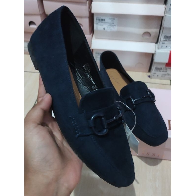 [Sz 36] Chrissie Garner Flat Loafer Navy insole 23cm