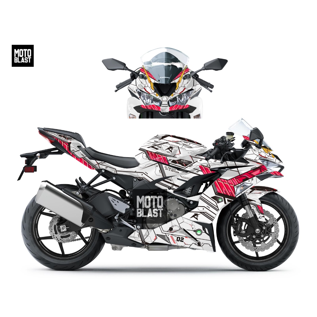 Decal stiker Ninja ZX6R Gundam Unicorn Fullbody Motoblast