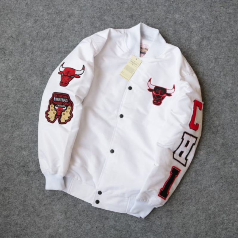 VARSITY JACKET BASEBALL NBA CHICAGO BULLS BORDIR PREMIUM FULL TAG ORIGINAL