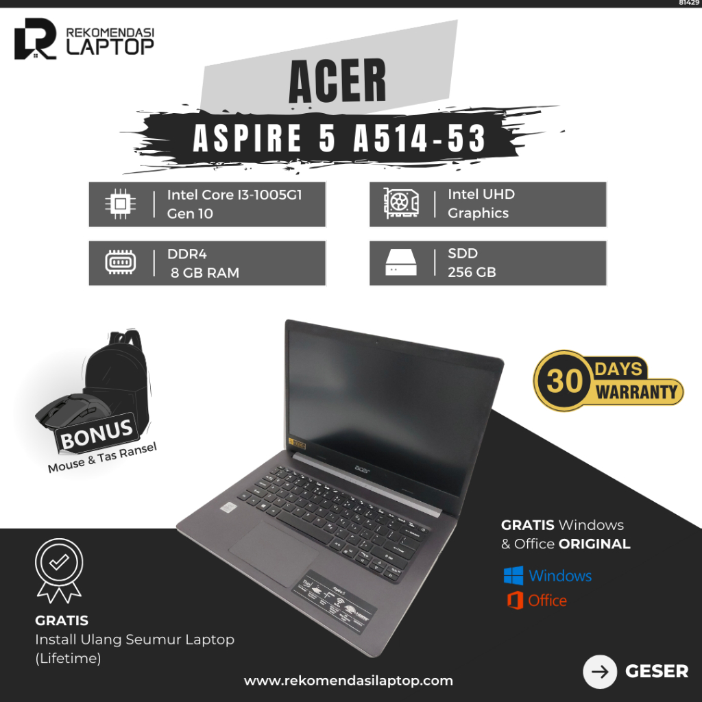 Laptop Acer Aspire 5 A514-53 I3-1005G1 RAM 8 SSD 256