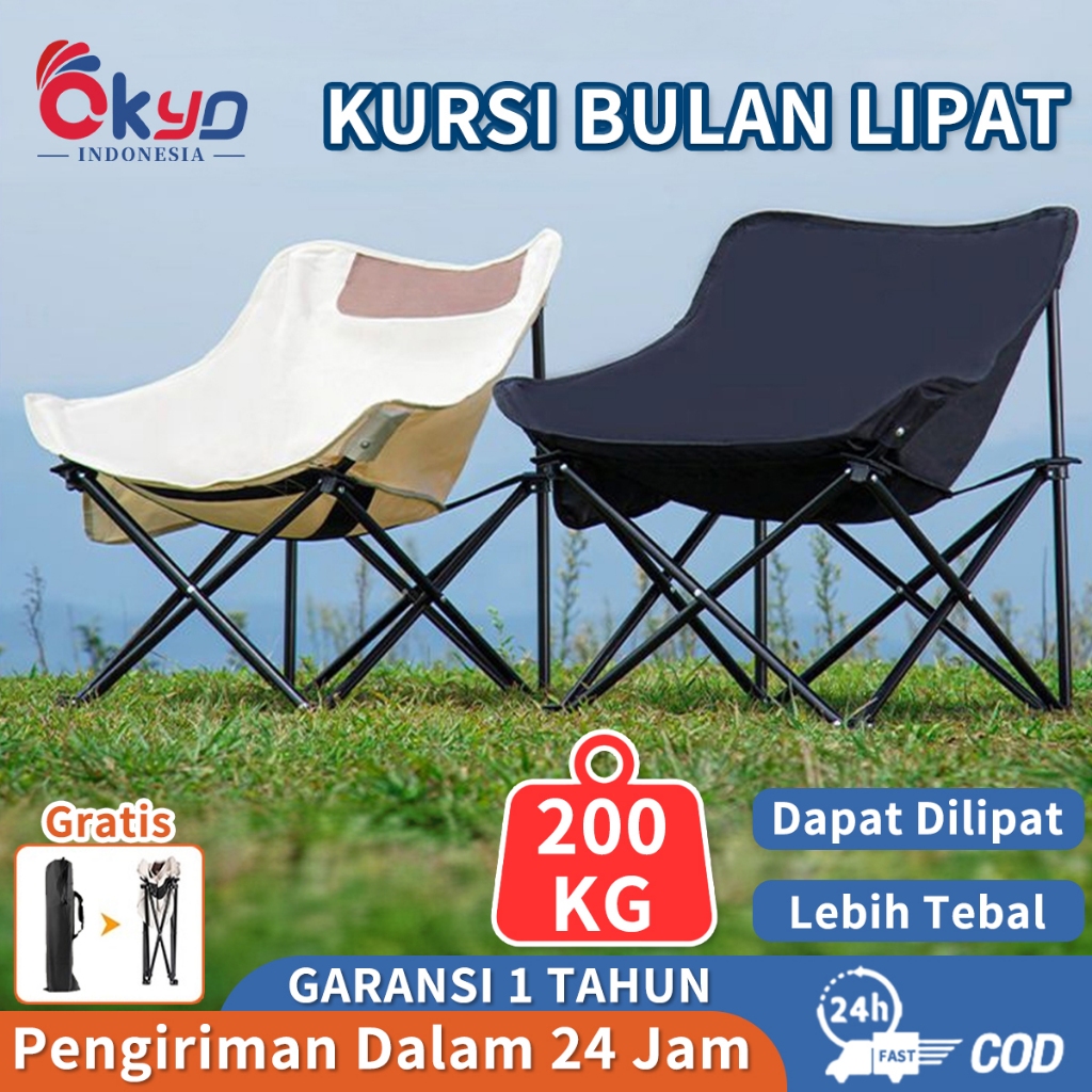 Kursi Pantai Lipat Portable Kursi Lipat Outdoor Kain Oxford Kursi Camping Bulat Moon