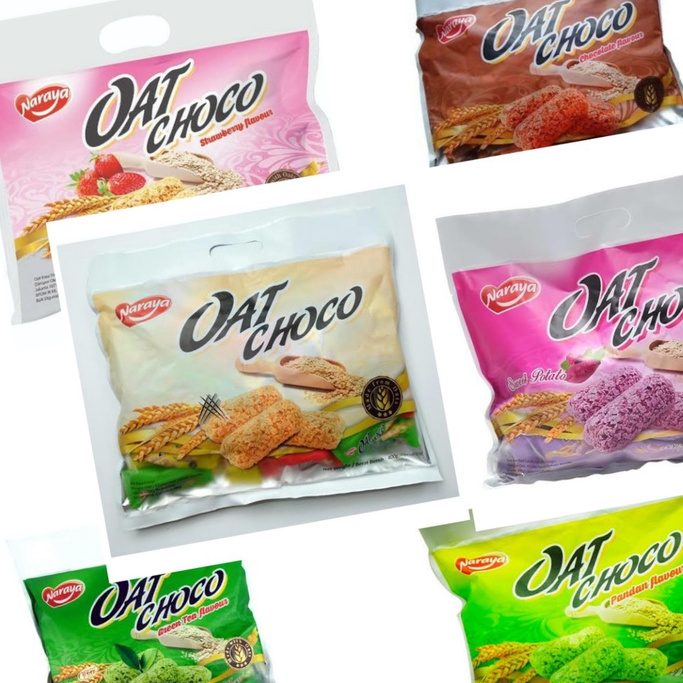 

New Mart SNACK NARAYA OAT CHOCO 4 gr COKLAT VANILA SWEET POTATO STRAWBERRY MAKANAN RINGAN