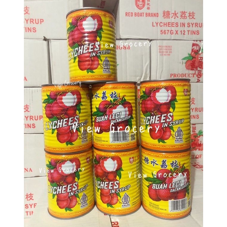 

Paket Ekslusif Leci kaleng Red Boat Brand Lychees in syrup buah leci dalam sirup HALAL