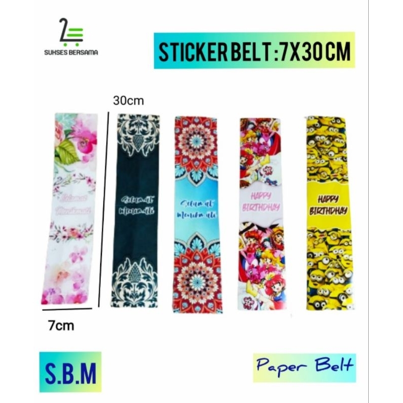

Sticker Belt Box 7x30 cm( Motif)/Paper Belt Bento/Sticker Hampers/Belt Happy birthday/Belt Selamat menikmati/Sticker /Sticker Segel