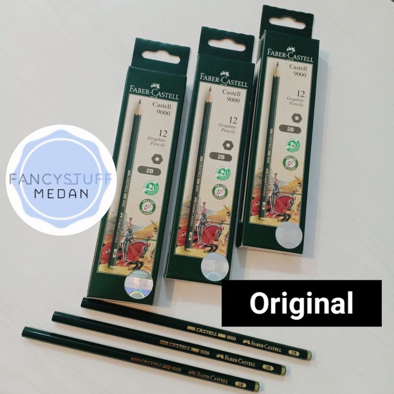 

Fancystuffmedan - pensil Faber Castell 2B hitam ORIGINAL isi 12pcs/ktk (grosir)