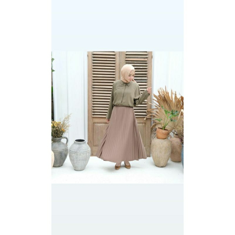 Rok Plisket Premium Tebal / Rok Panjang Polos / Rok Plisket Murah / Rok Plisket Hitam Panjang