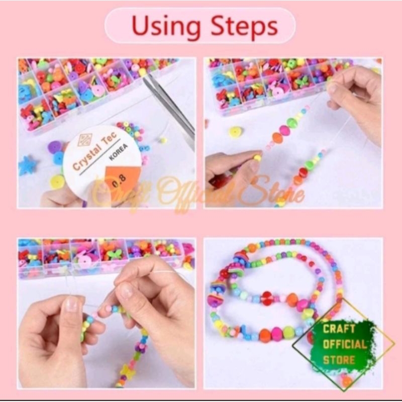Tali Senar Elastis Korea 0,5 mm, Tali Karet Untuk Membuat Kerajinan Gelang