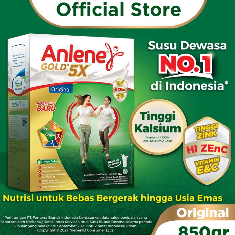 

New Stock Anlene Gold 5X Susu Bubuk Dewasa Original 85g Nutrisi Tinggi Kalsium Untuk Tulang Sendi dan Otot