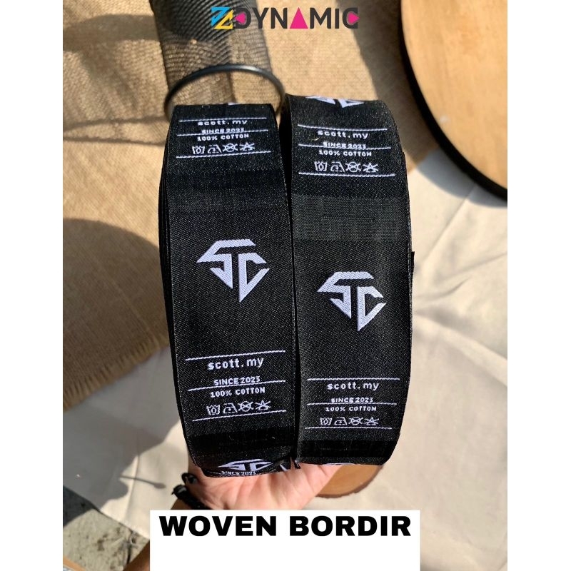 

Label woven bordir rajut ukuran 2x6cm free dsain free hotcut/potong
