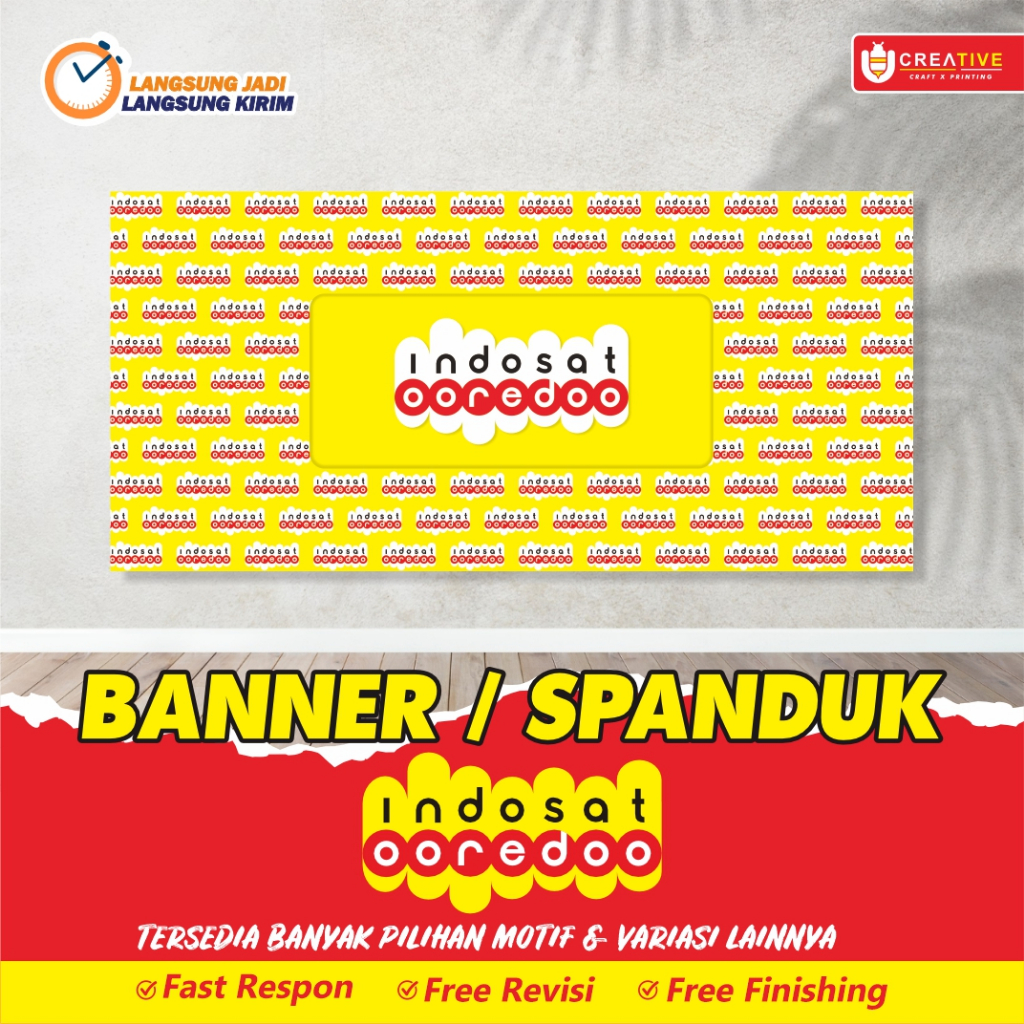 Banner / Spanduk Backdrop Dinding Konter Indosat Ooredoo
