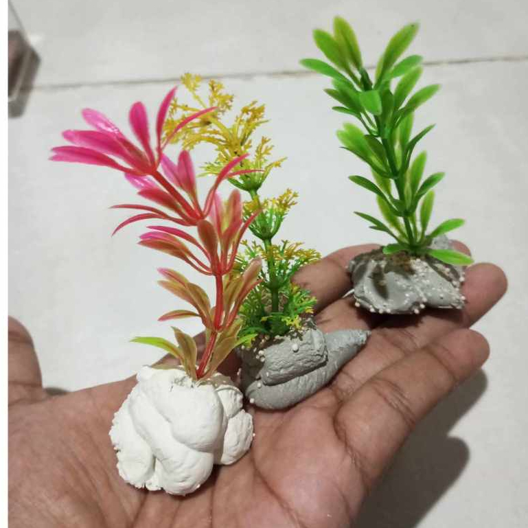 bunga hias aquarium plastik gangang air