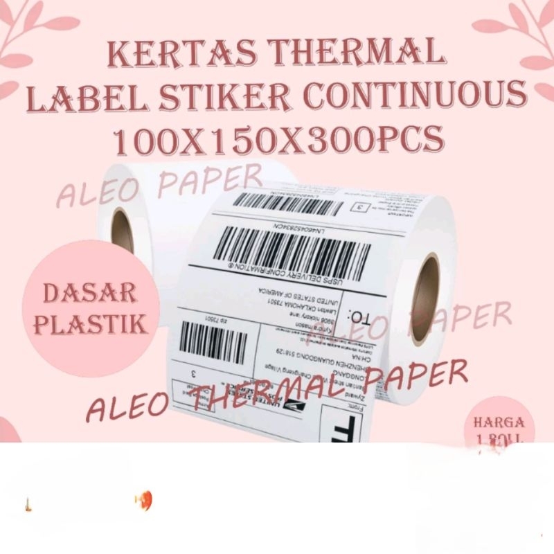 

Kertas Thermal Sticker Label Barcode Roll ukuran A6 100x150 mm isi 500pcs 100x150mm isi 500 Pcs