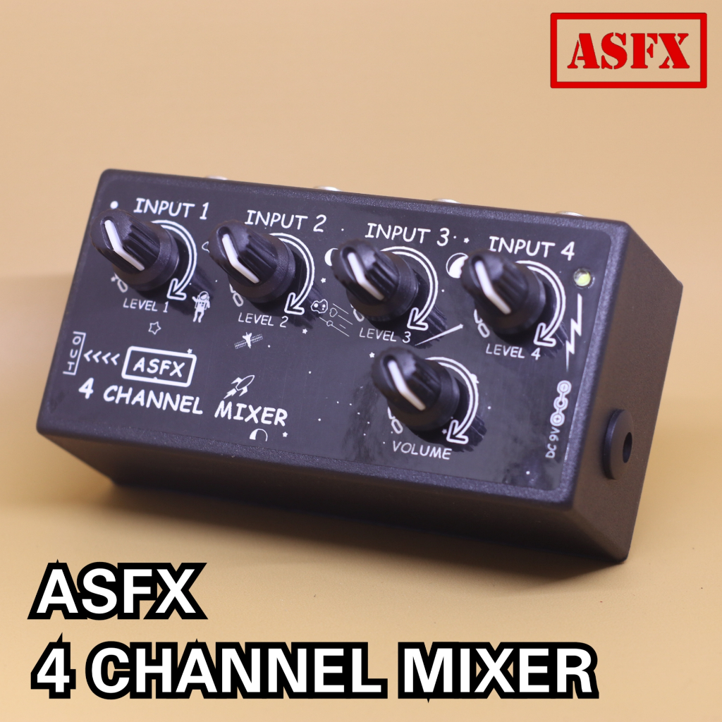 ASFX 4 CHANNEL MIXER efek mixer 4 input dan 1 output untuk gitar bass mic dan lainnya