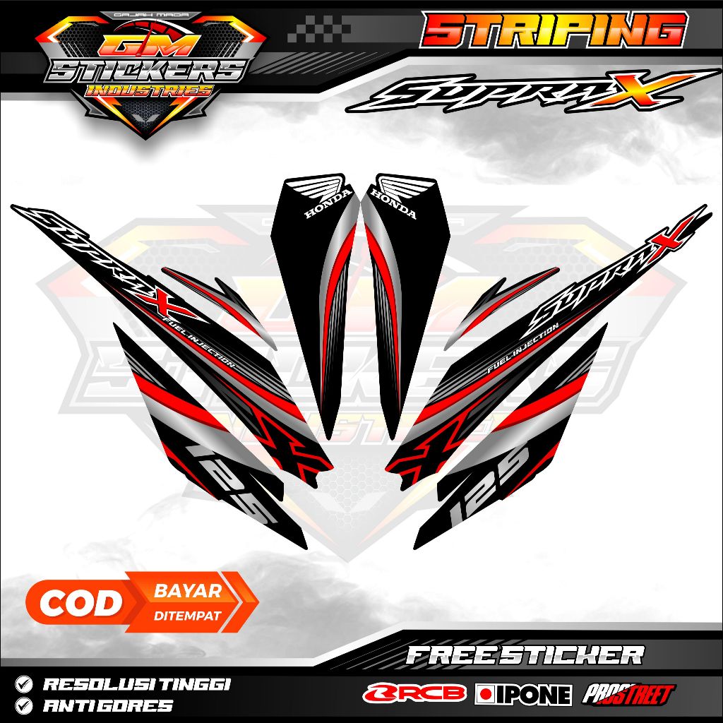 STRIPING STIKER LIS VARIASI HONDA SUPRA X 125 2008 - 2012 FI K4
