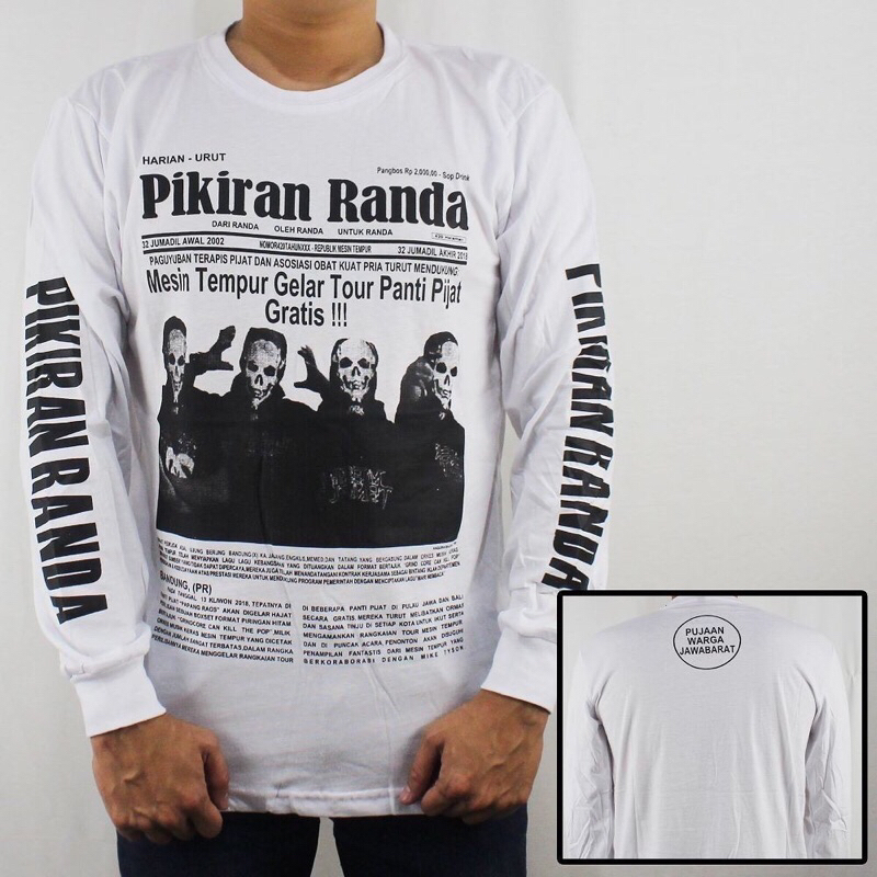 KAOS DISTRO PRIA DAN WANITA LONGSLEEVE BAND METAL MESIN TEMPUR “PIKIRAN RANDA”