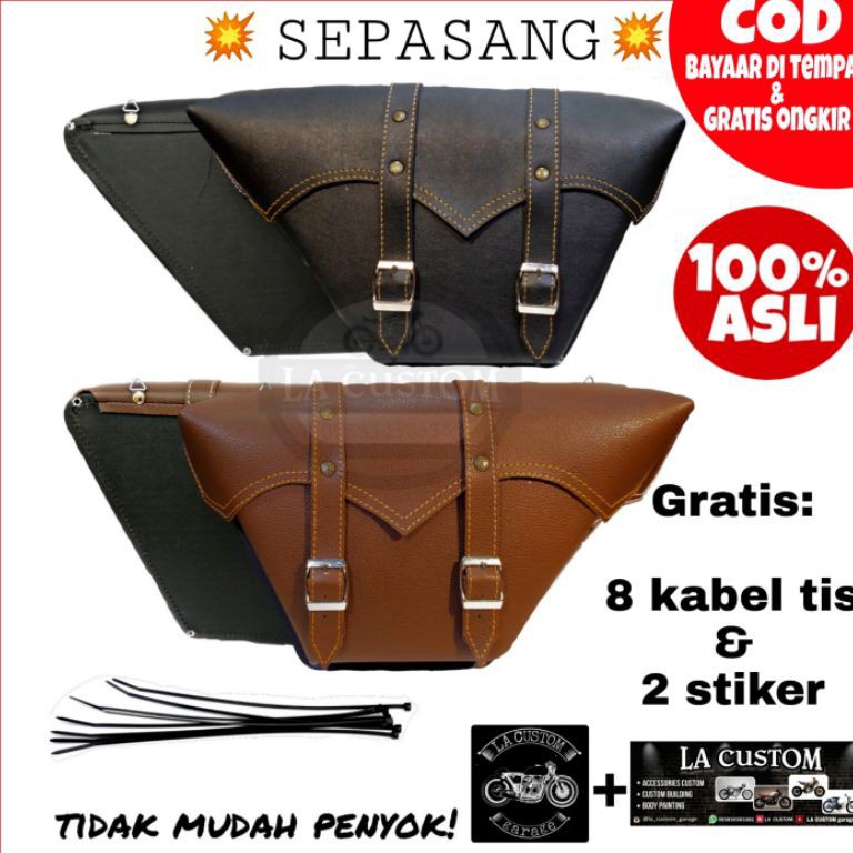 ART W86J SEPASANG Tas motor custom sidebag custom tas japstyle tas tutup aki side bag custom