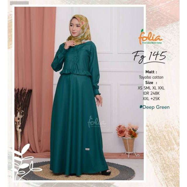 READY SIAP KIRIM | HB - FG 145 DEEP GREEN | GAMIS FOLIA TERBARU | GAMIS TERMURAH READY TOKO