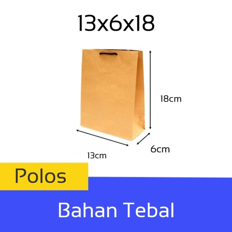 

Paper Bag Coklat Polos Custom Kado Bahan Tebal Ukuran 13x6x18