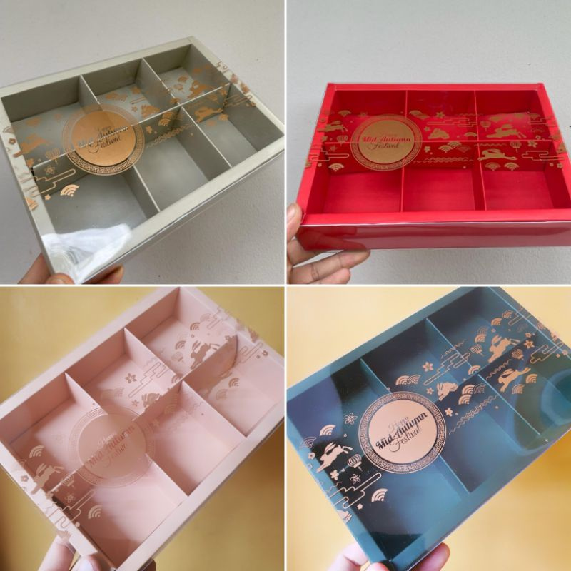 

( 5 PCS ) kardus mooncake 50-75 gram isi 6 dus mooncake sekat 6 box packing kue bulan autumn mid