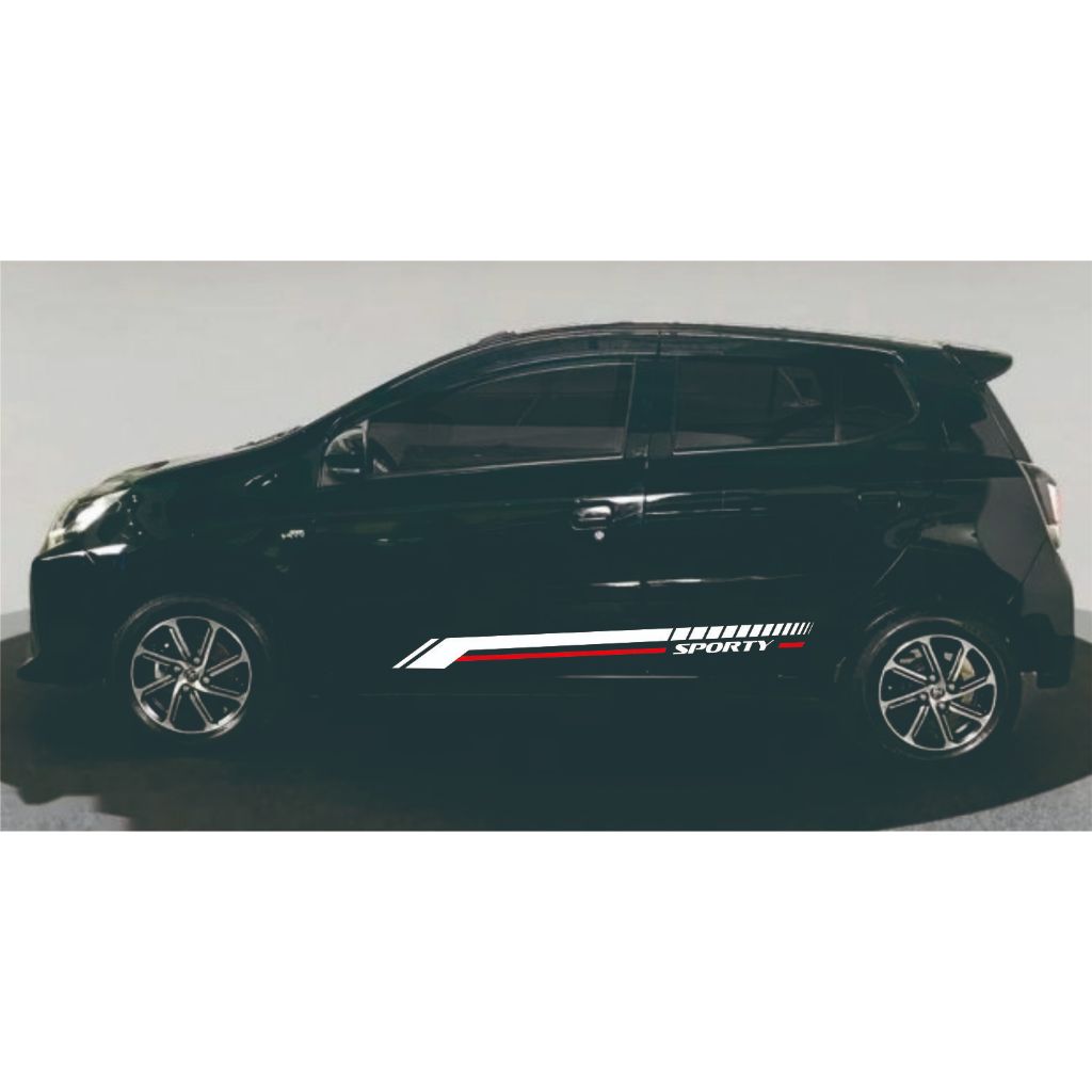 Stiker Mobil cutting Ayla Variasi Agya Hitam Putih keren terbaru