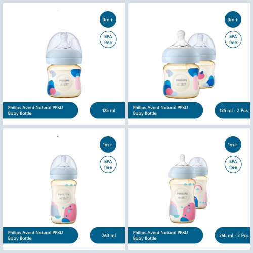 Floweryid Avent Natural Ppsu / Botol Susu Bayi Avent Natural Response Ppsu 125Ml / 260Ml