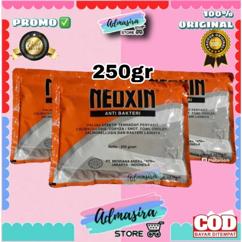 NEOXIN 250 Gram Obat Hewan Ternak Unggas Ayam OTC Kolera Coli Salmonela Antibakteri Pencernaan MENSA