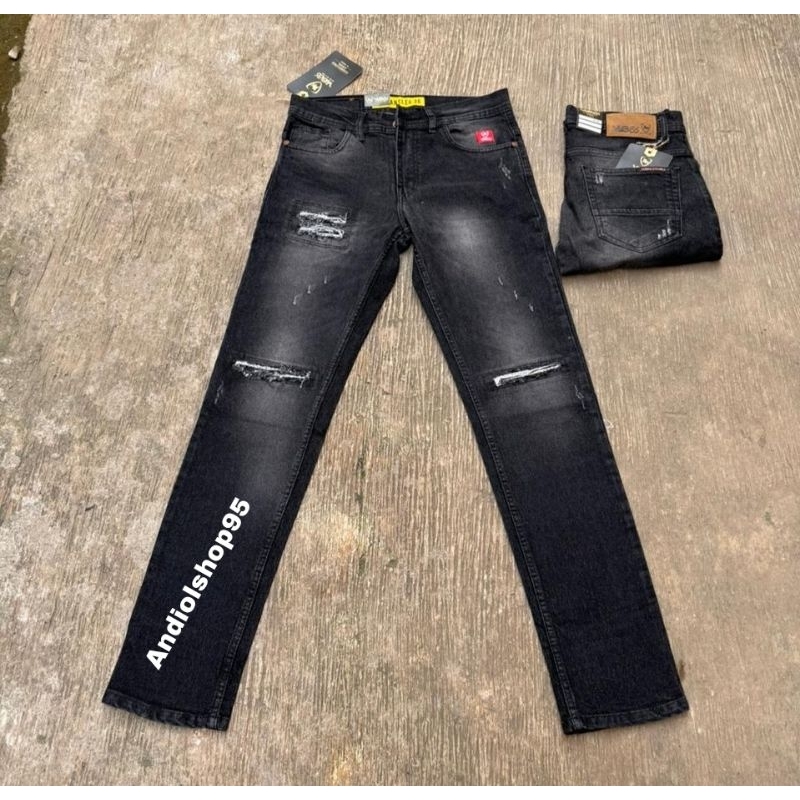 CELANA JEANS PANJANG PRIA DISTRO SOBEK LUTUT TIDAK TEMBUS // CELANA PRIA ORIGINAL FASHION