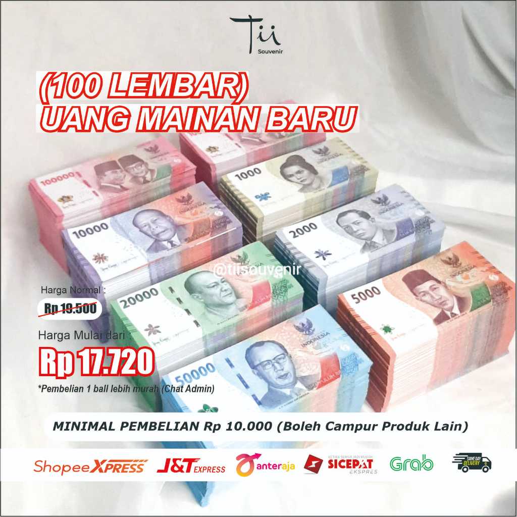 (100 LEMBAR) Replika Uang Mainan Mahar Bahan Mahar Bahan Craft Uang Replika Edukasi Anak