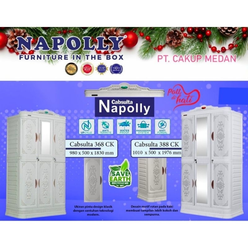 Lemari Pakaian Plastik Merk Napolly 3 Pintu