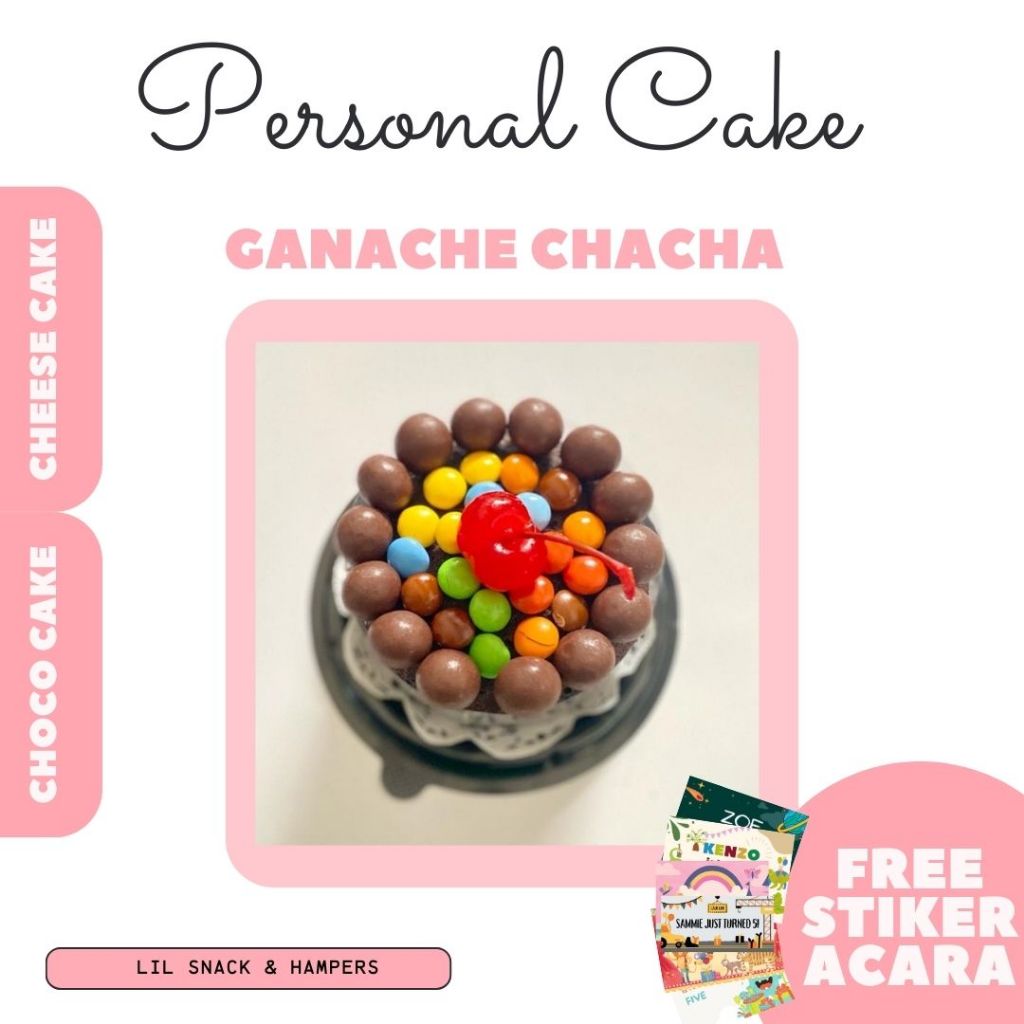 

LILSNACK - Kue Bolu Tart Cheese Cokelat Chocolate Brownies Mini Bento Personal Cake Souvenir Hampers Ultah Syukuran Lamaran Siraman Pernikahan Pengajian Malang - Ganache Chacha