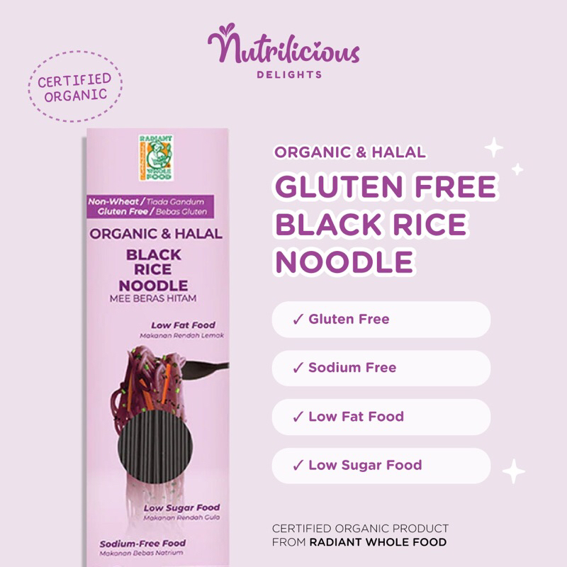 

Organic Gluten Free Black Rice Noodle Radiant 210 Gram Mi Mie Organik