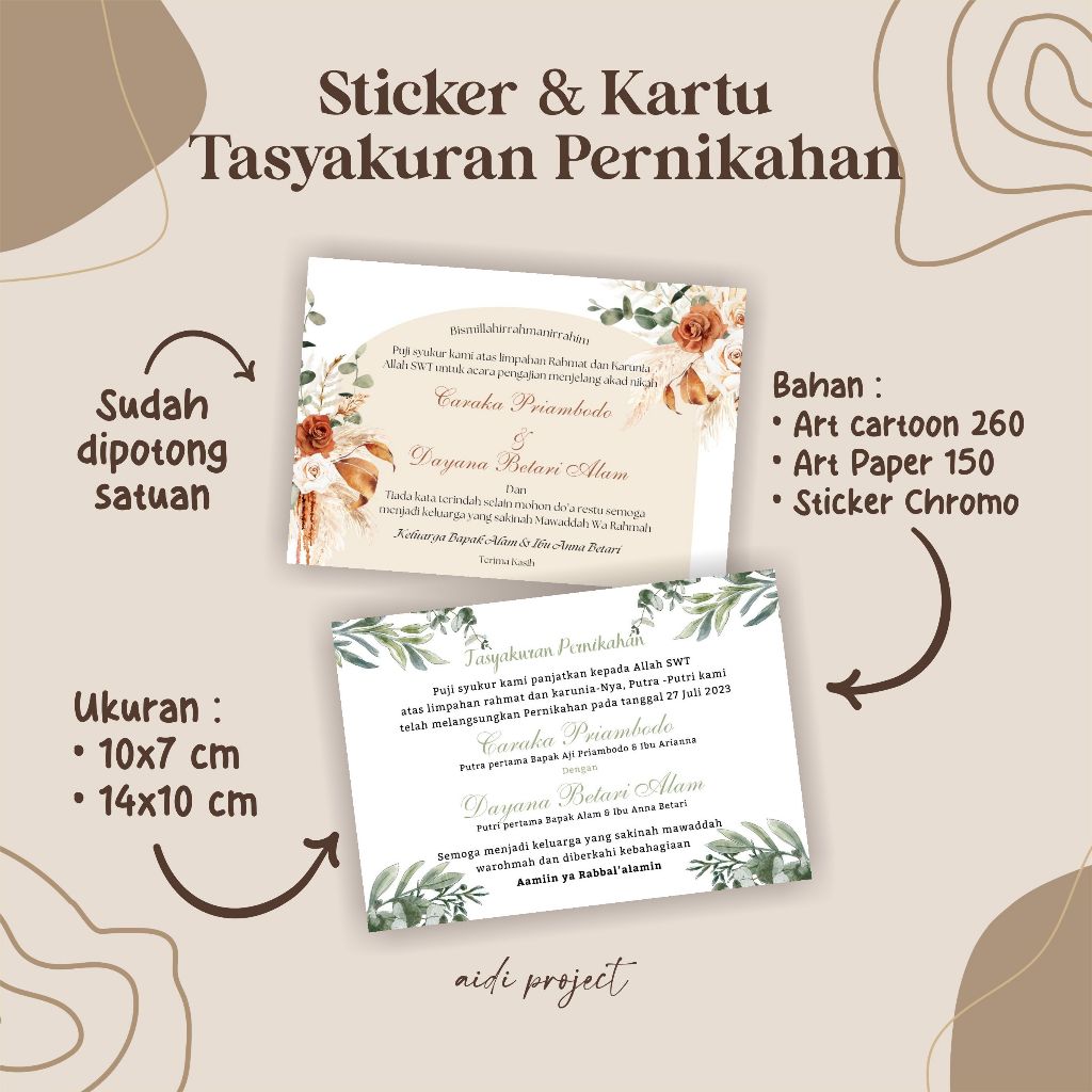 Kartu Stiker Tasyakuran Pernikahan, Custom Stiker Tasyakuran Pernikahan