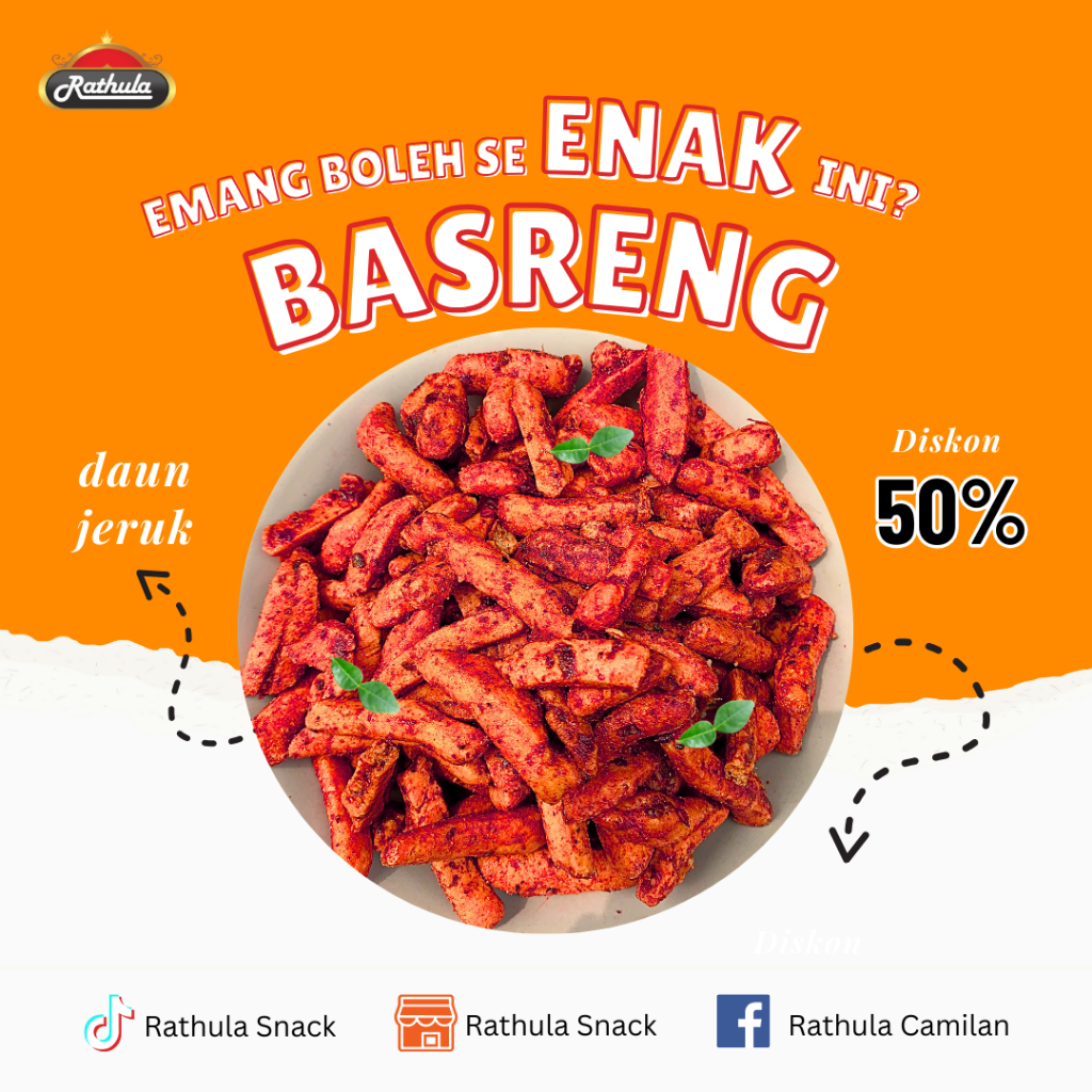 

Basreng viral, Basreng Rathula, Basreng Stik, Basreng Pedas 220 GRAM